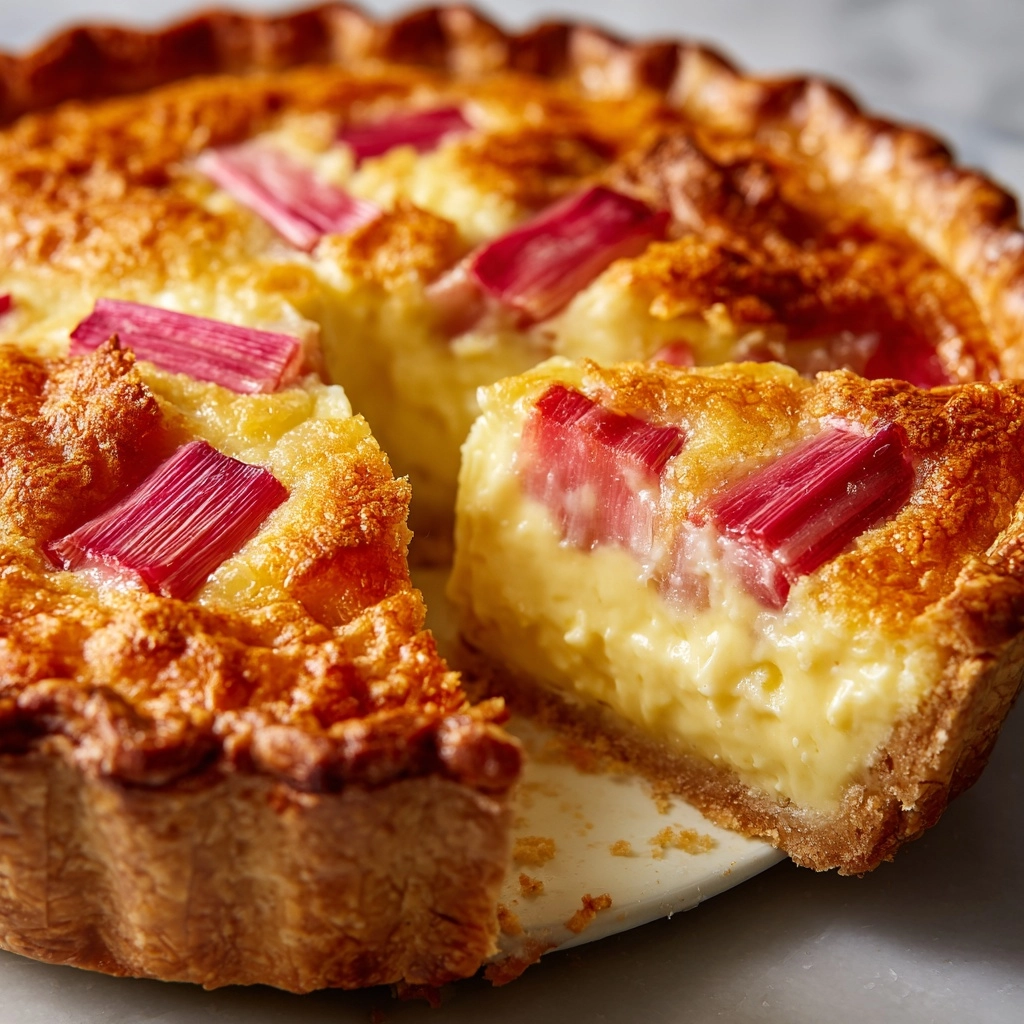 Crustless Rhubarb Custard Pie Recipe - Recipe Image