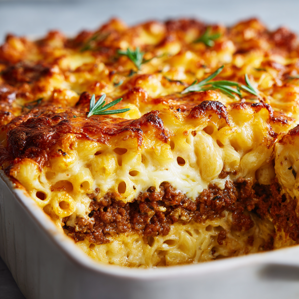 Mac ‘n’ Cheese-Stuffed Meatloaf Recipe - Recipe Image