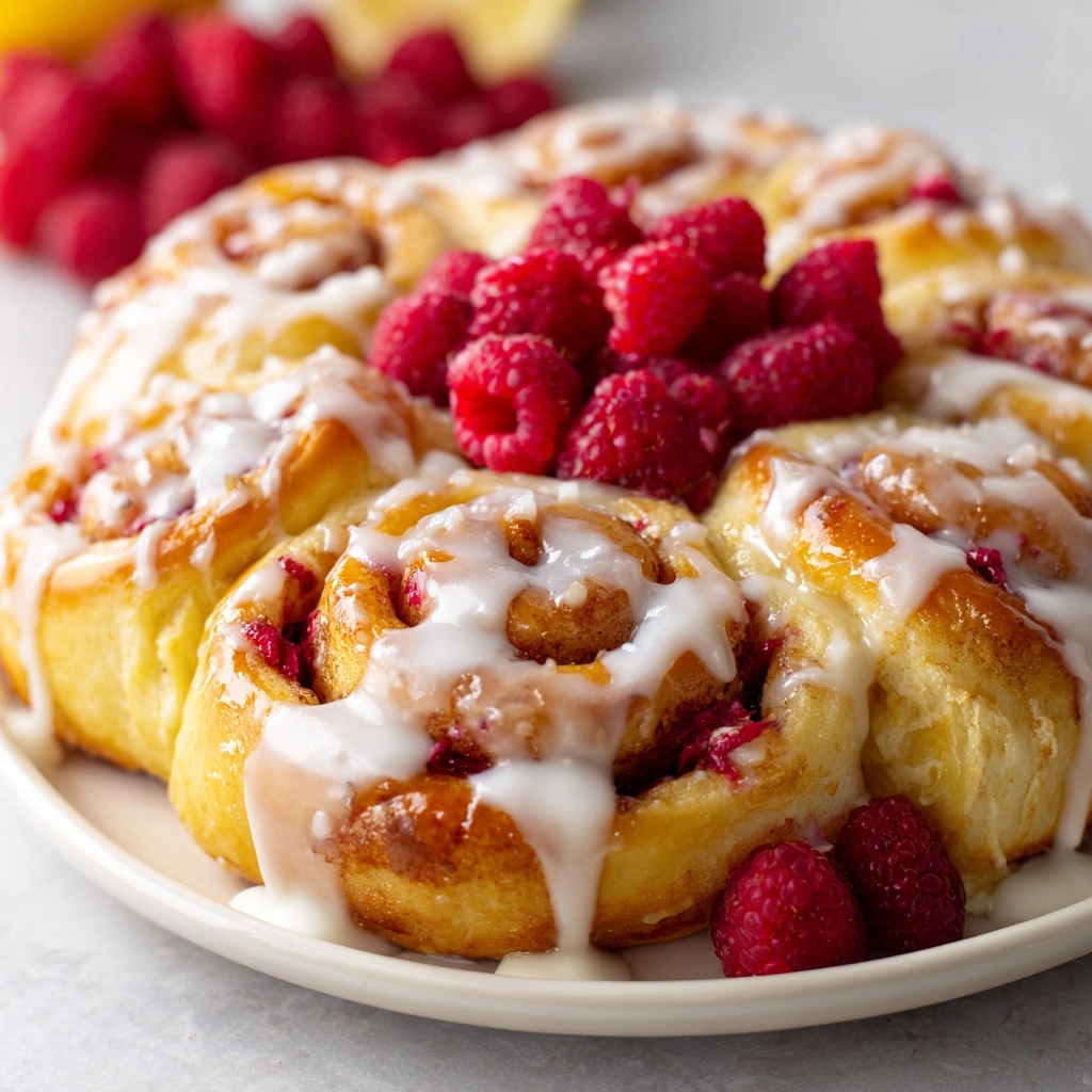 Raspberry Cinnamon Rolls with Lemon Glaze Recipe - Recipe Image