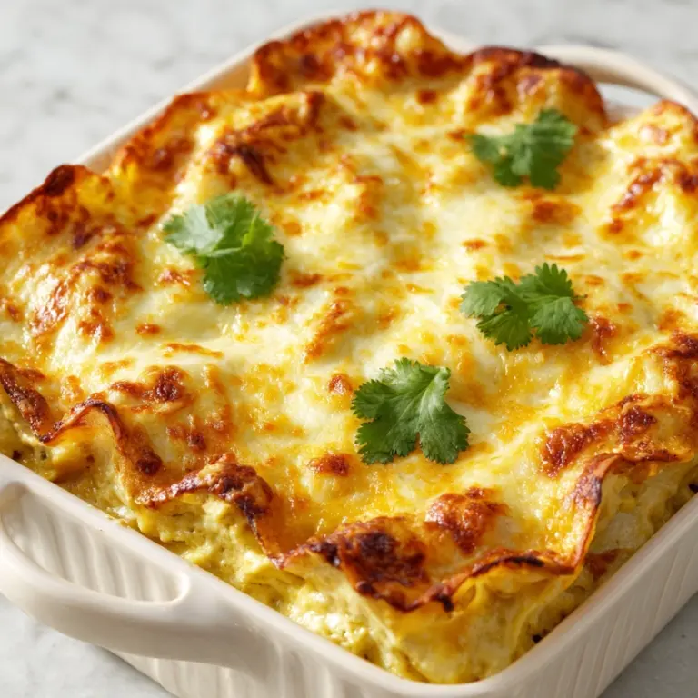 Green Chile and Chicken Mock Enchilada Casserole Recipe