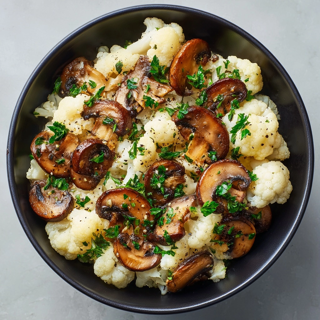Garlic Cauliflower Mushroom Skillet Recipe - Recipe Image