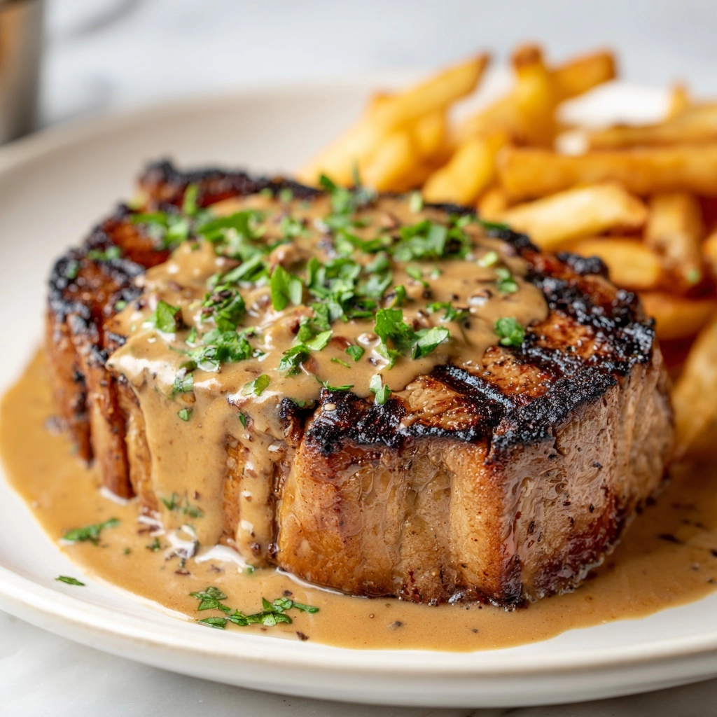 Juicy Steak with Creamy Garlic Sauce Recipe - Recipe Image