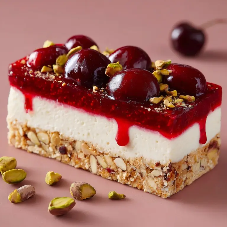 Heavenly Cherry Pistachio Cheesecake Bars Recipe