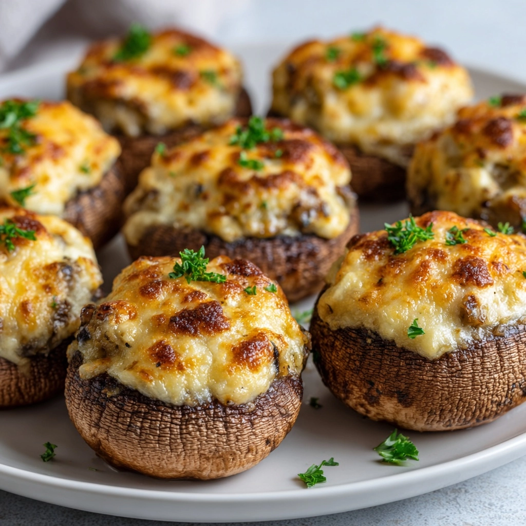 Delicious Mushrooms Stuffed with Crab Meat Recipe - Recipe Image