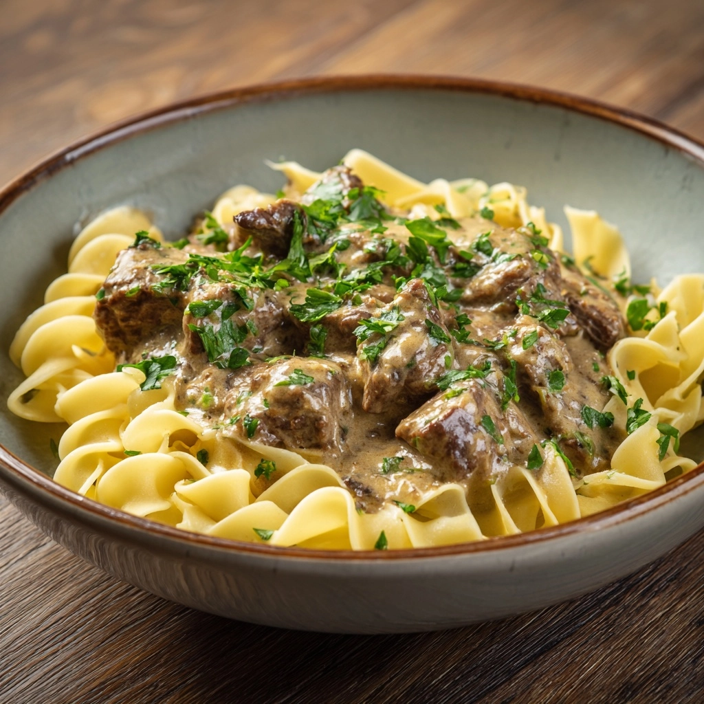 Easy Slow Cooker Beef Stroganoff Recipe - Recipe Image