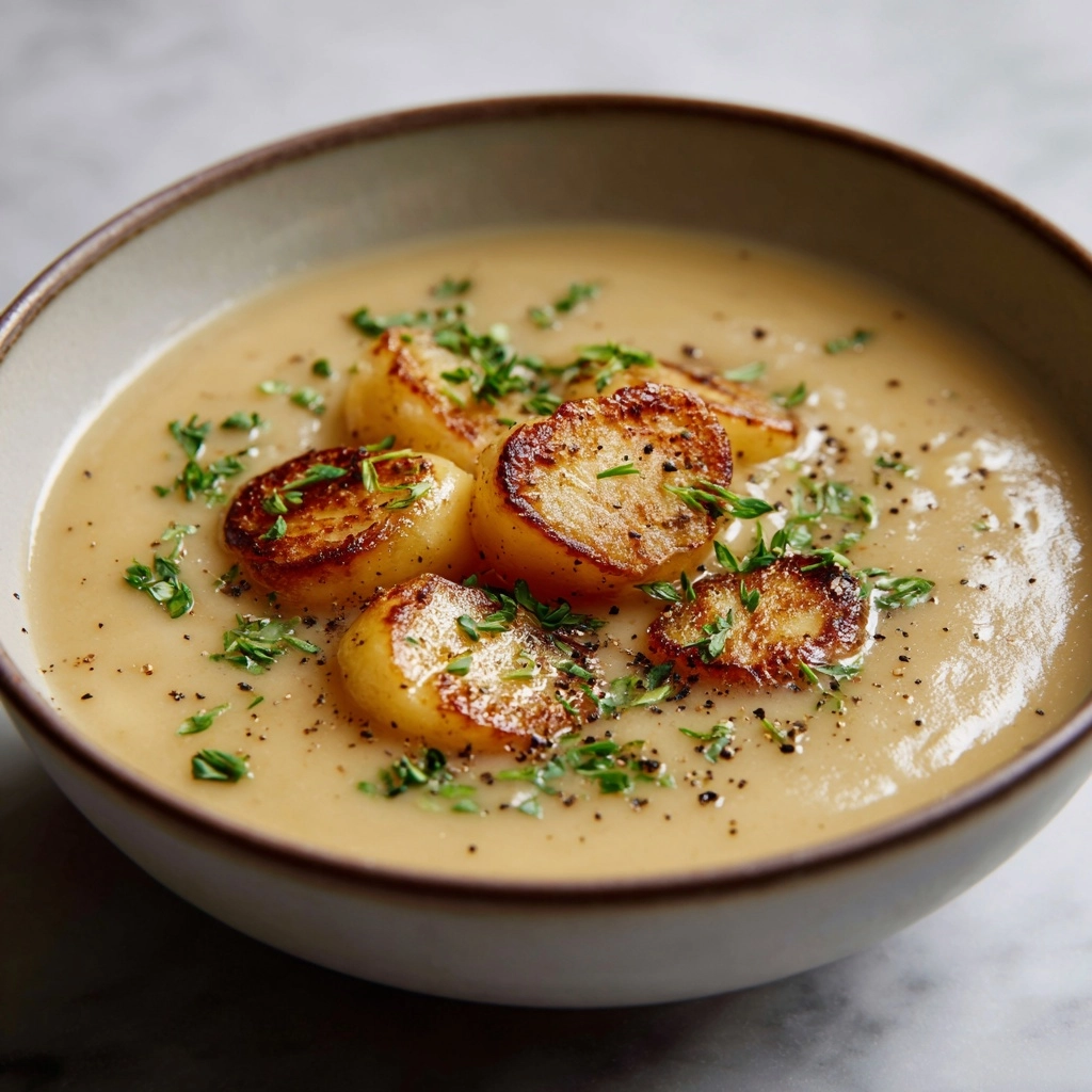 Creamy Roasted Garlic Potato Soup: An Incredible Wholesome Vegan Comfort Treat Recipe - Recipe Image