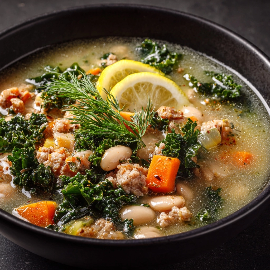 Lemon White Bean Soup with Turkey and Greens Recipe - Recipe Image