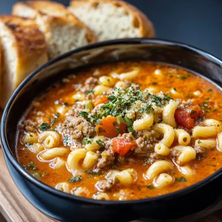 Beef & Tomato Macaroni Soup Recipe