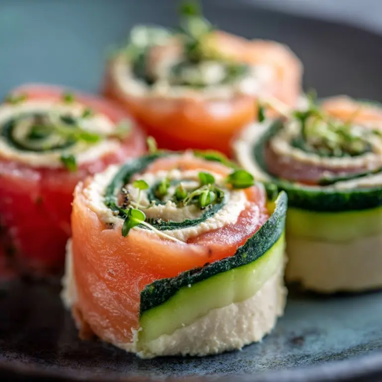 Smoked Salmon Roll-Ups with Cucumber and Hummus Recipe