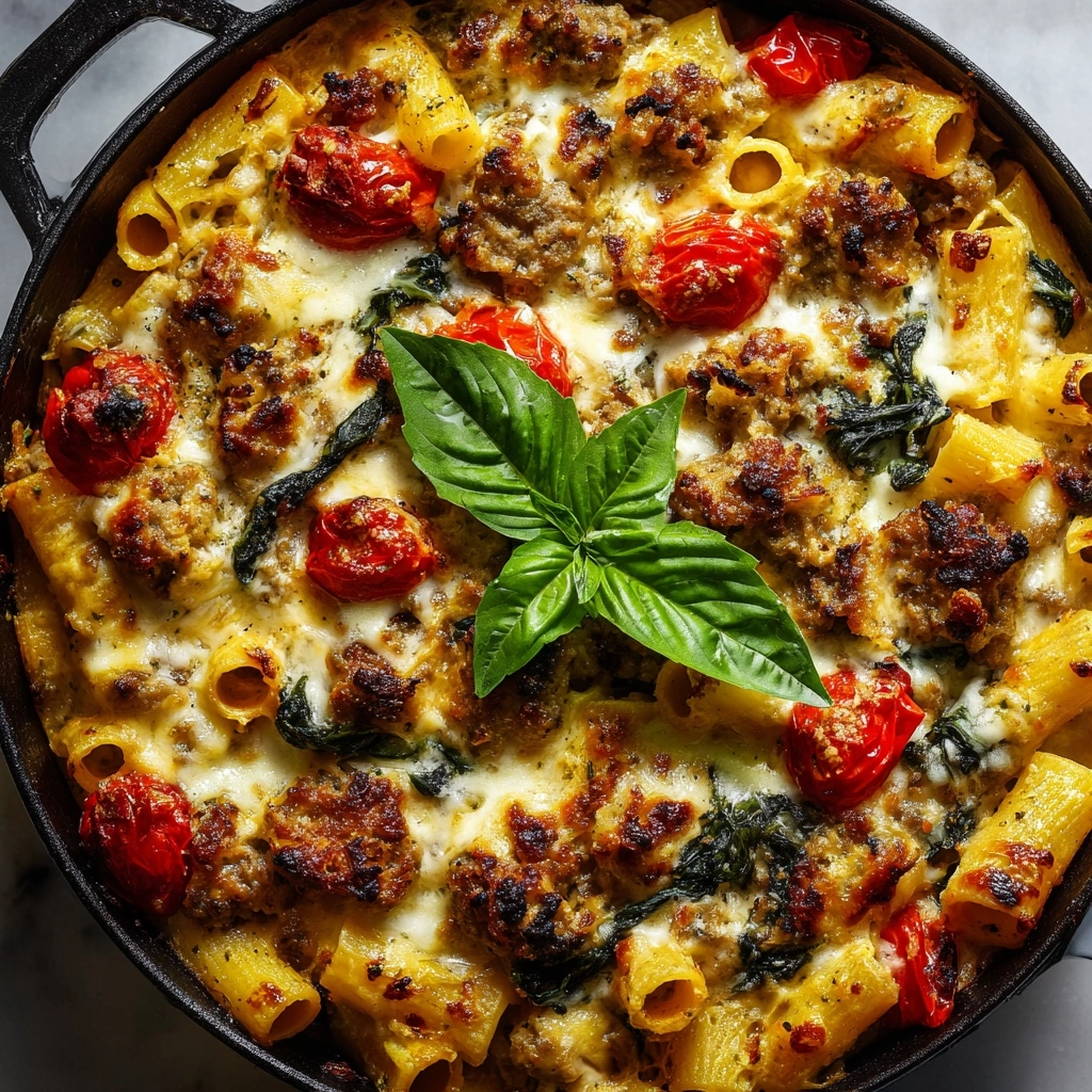 Creamy Tuscan Sausage Pasta Bake: A Delicious Dinner Delight! Recipe - Recipe Image