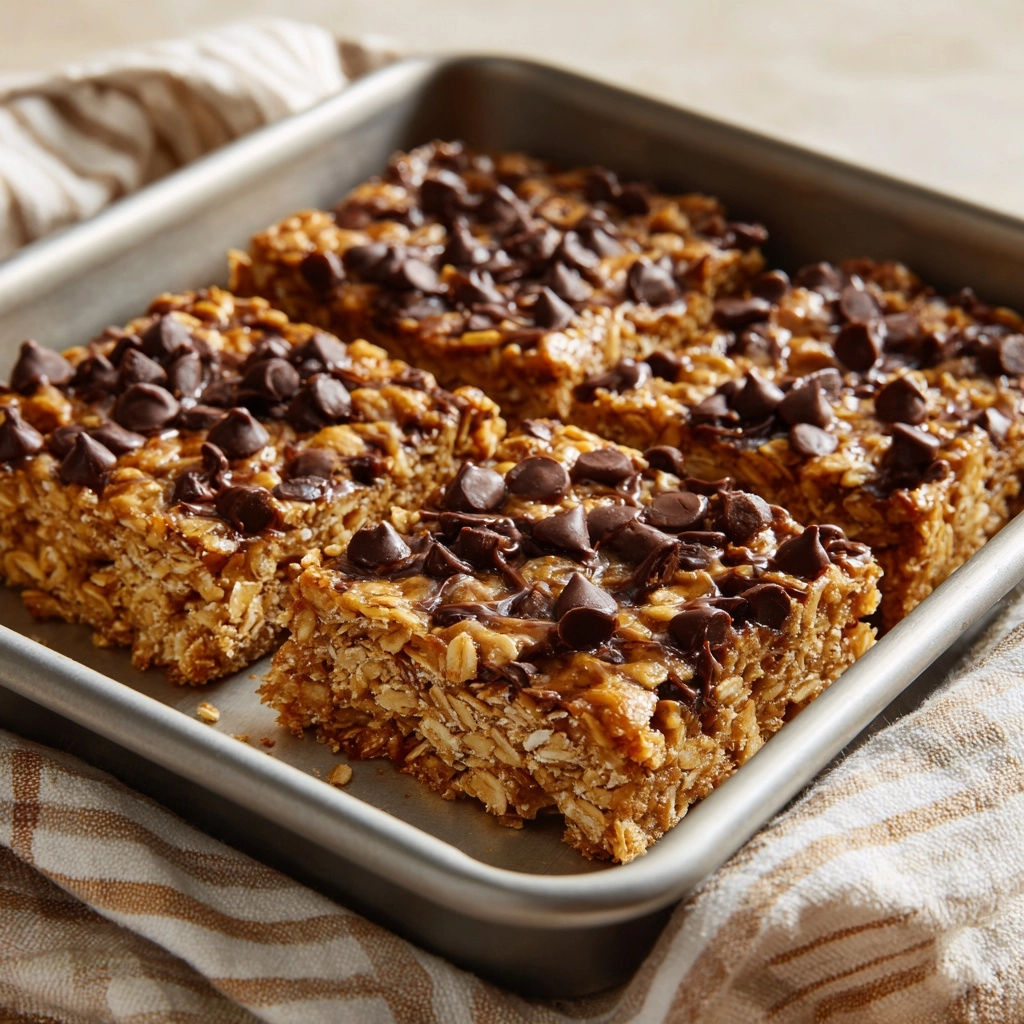 Chocolate Chip Peanut Butter Granola Cookie Bars Recipe - Recipe Image