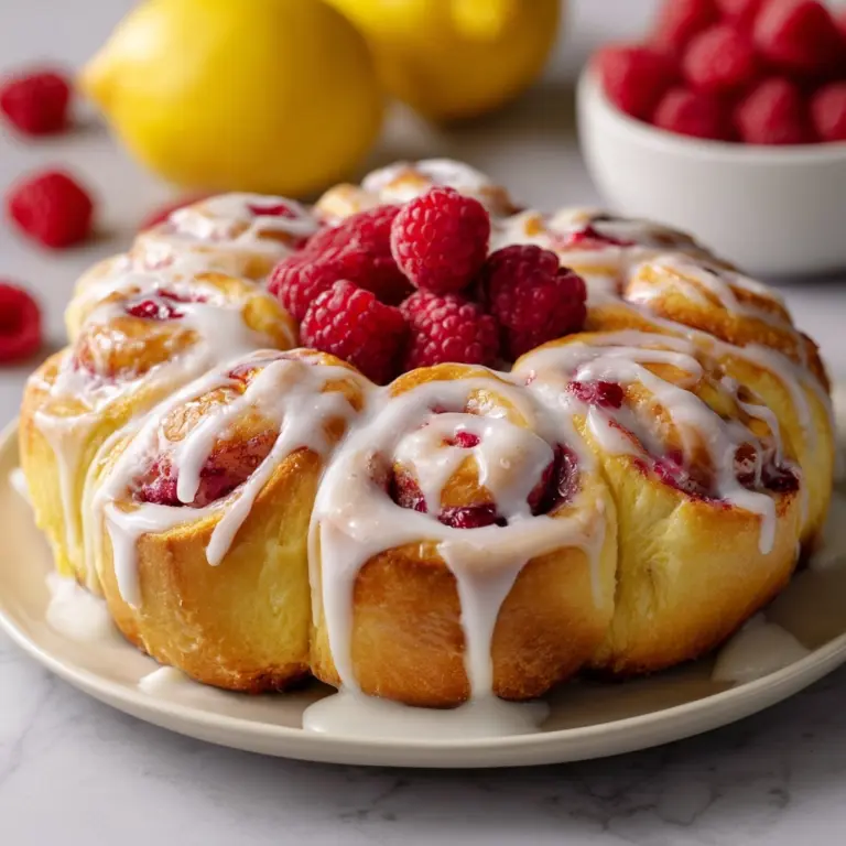 Raspberry Cinnamon Rolls with Lemon Glaze Recipe