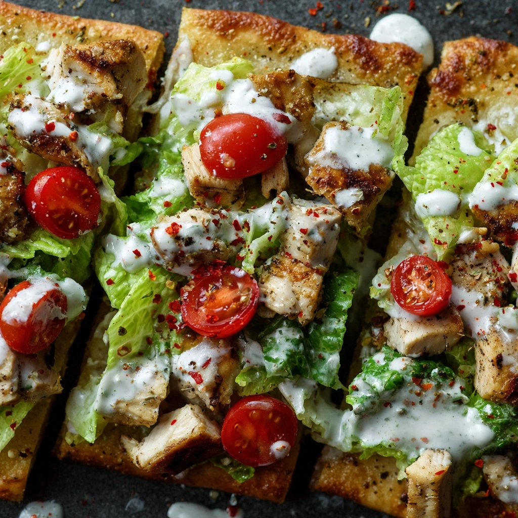 High Protein Chicken Caesar Salad Pizza Recipe - Recipe Image