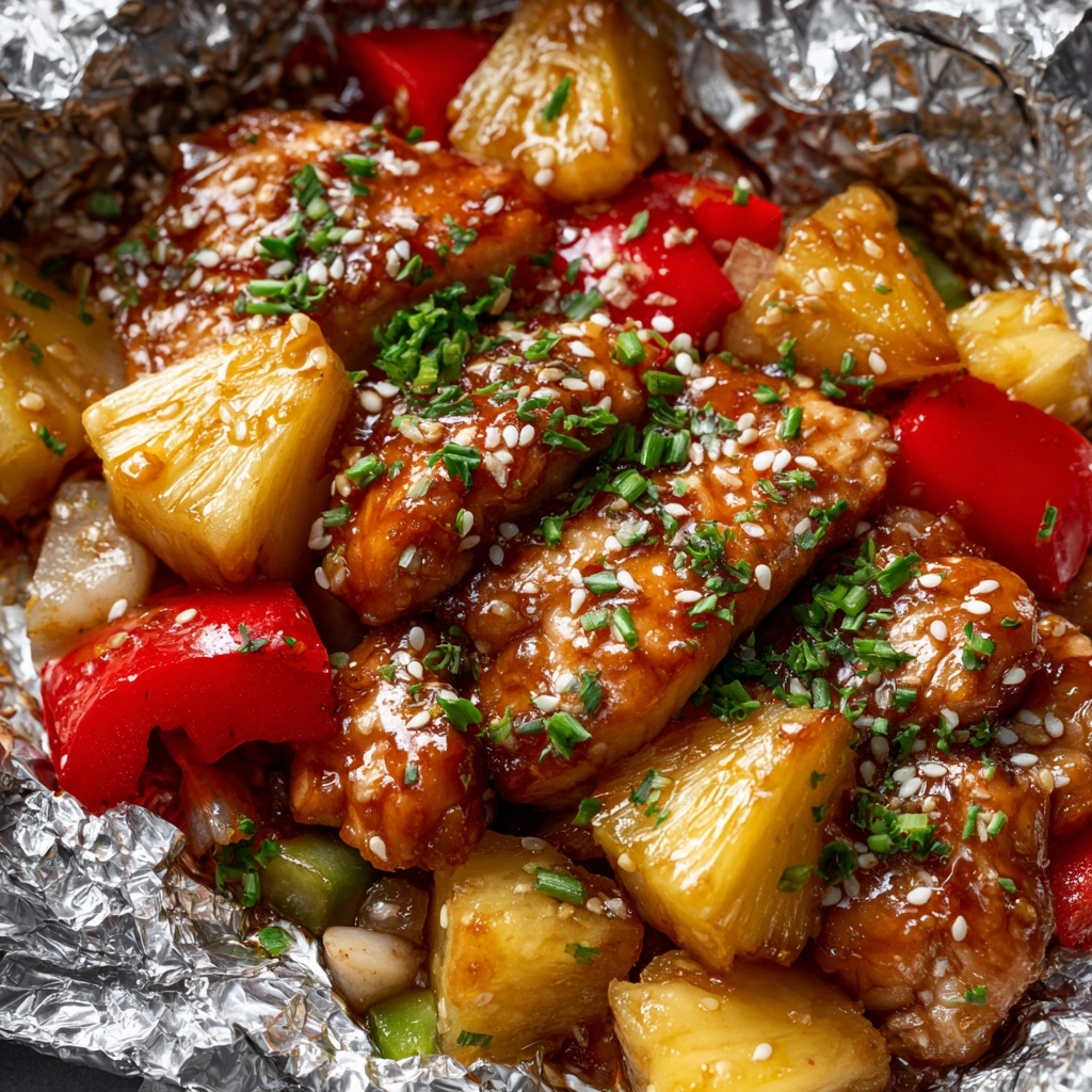 Teriyaki Chicken and Pineapple Foil Packets Recipe - Recipe Image