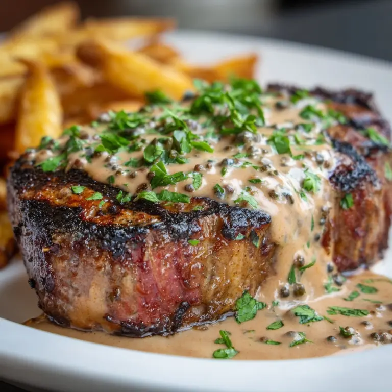 Juicy Steak with Creamy Garlic Sauce Recipe