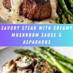 Steak with Creamy Mushroom Sauce & Asparagus Recipe