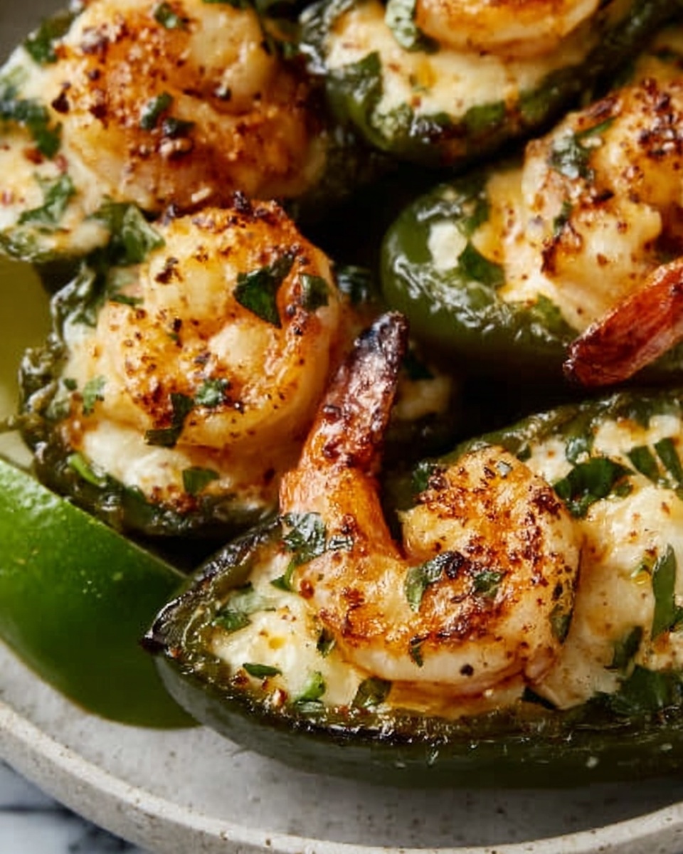 Keto Cilantro Lime Shrimp Stuffed Poblano Peppers Recipe - Recipe Image