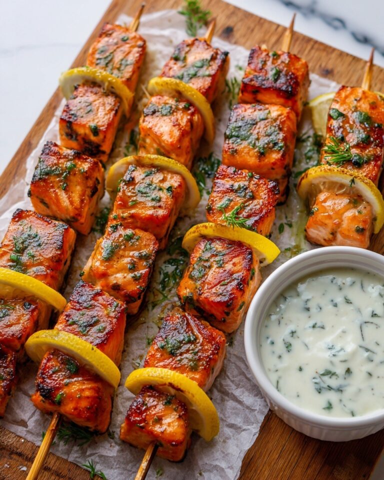 Garlic & Lemon Salmon Kabobs Recipe