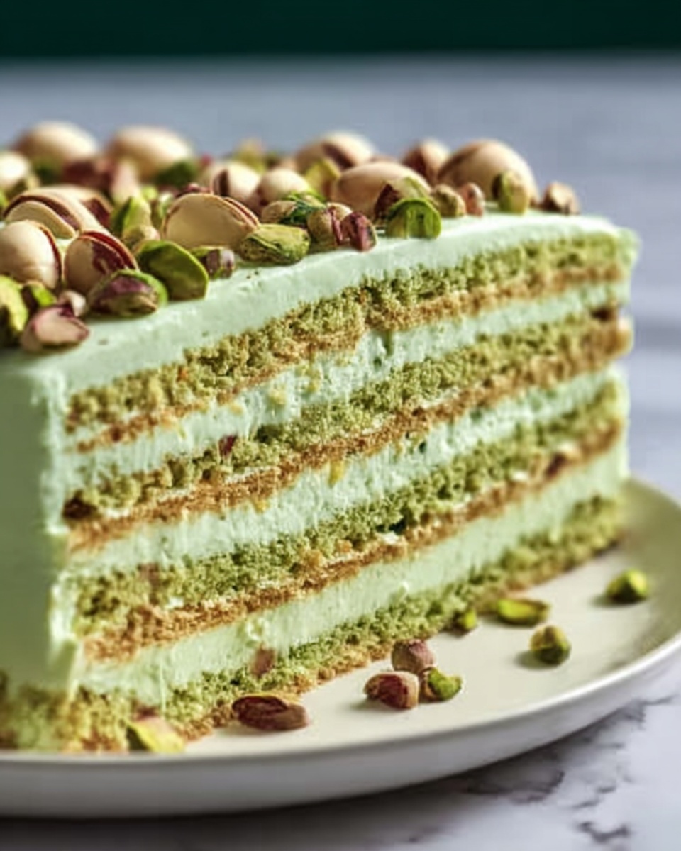 Pistachio Cake with Cream Cheese Frosting and Pistachio Garnish Recipe - Recipe Image