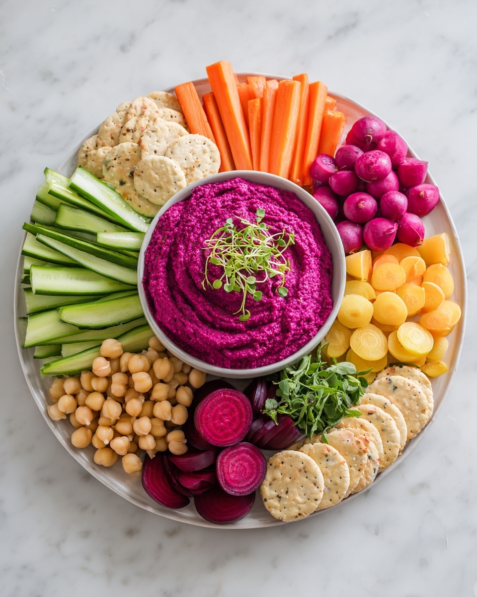 Roasted Beet Hummus with Crudités Recipe - Recipe Image