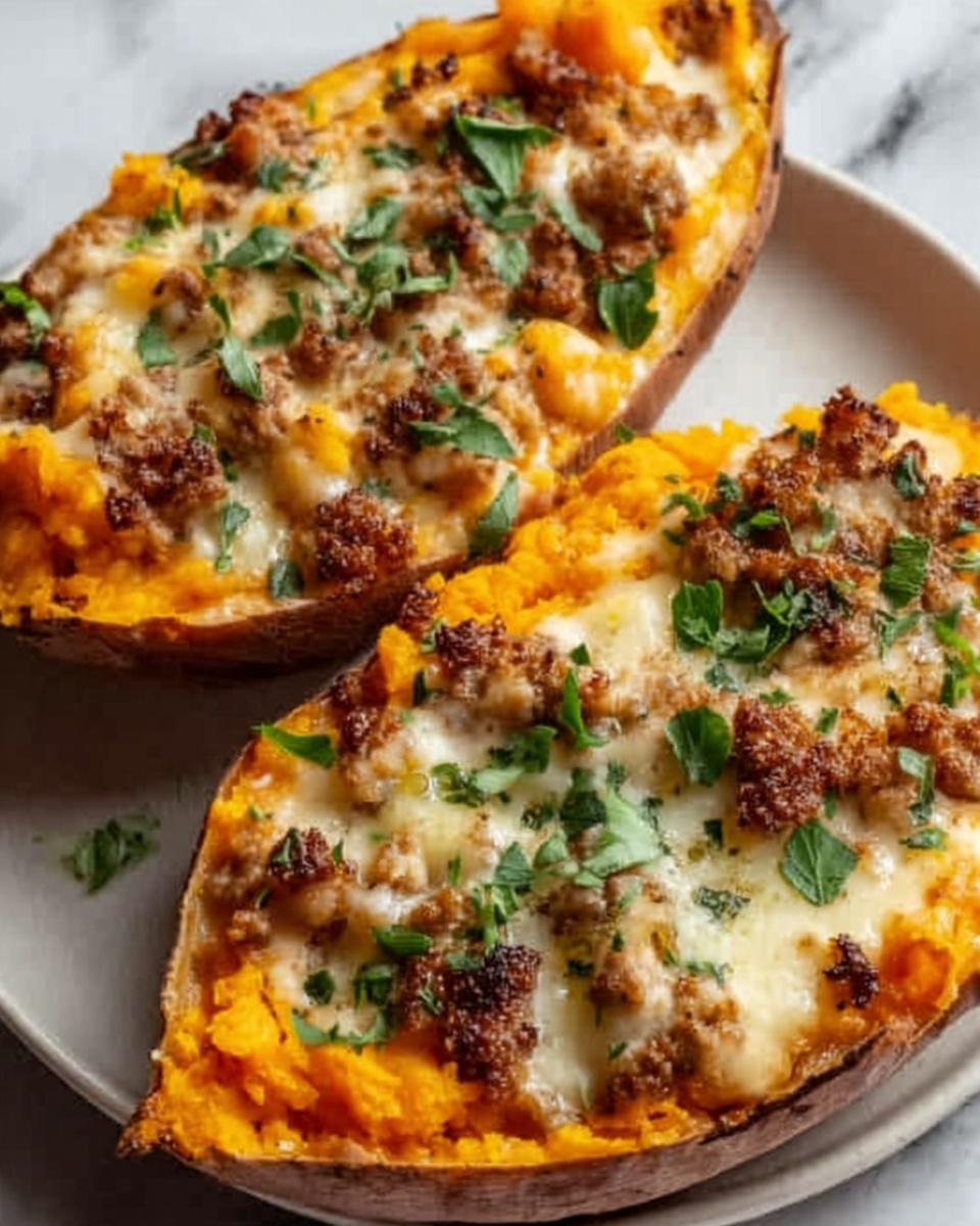 Twice Baked Sweet Potatoes with Broccoli, Cheddar, and Hemp Seeds Recipe - Recipe Image