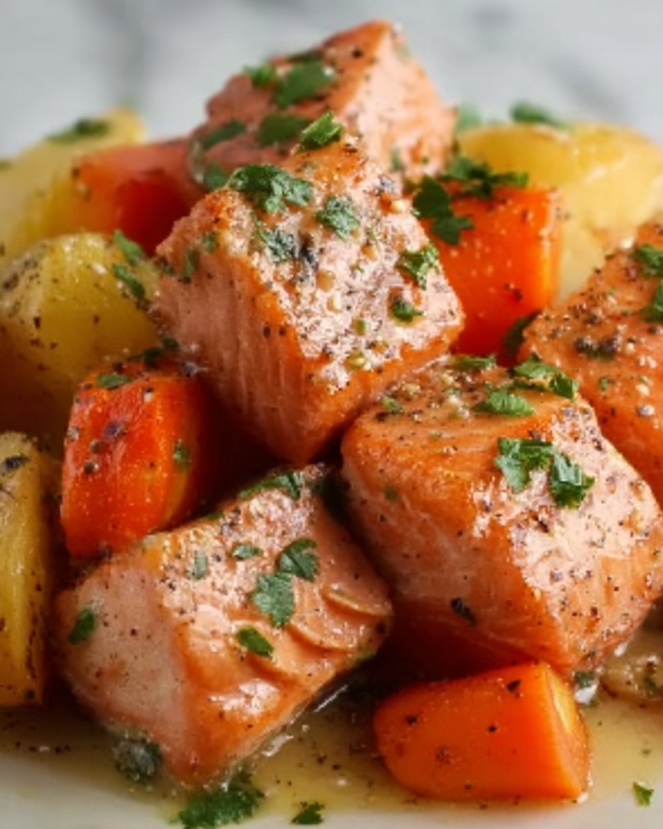 Honey Mustard Salmon Bites with Veggies Recipe - Recipe Image