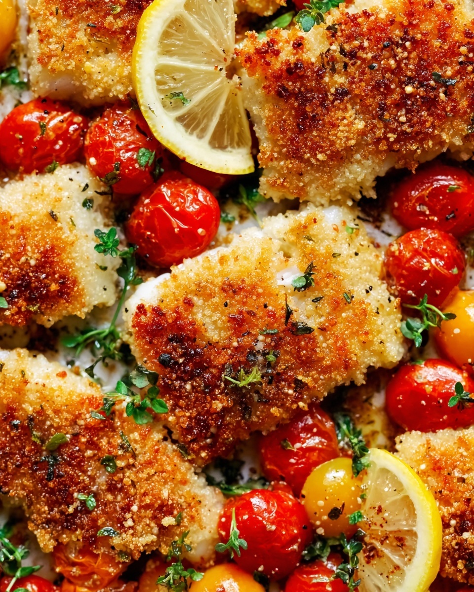Everything Bagel Panko Crusted Cod with Cherry Tomato Bed Recipe - Recipe Image