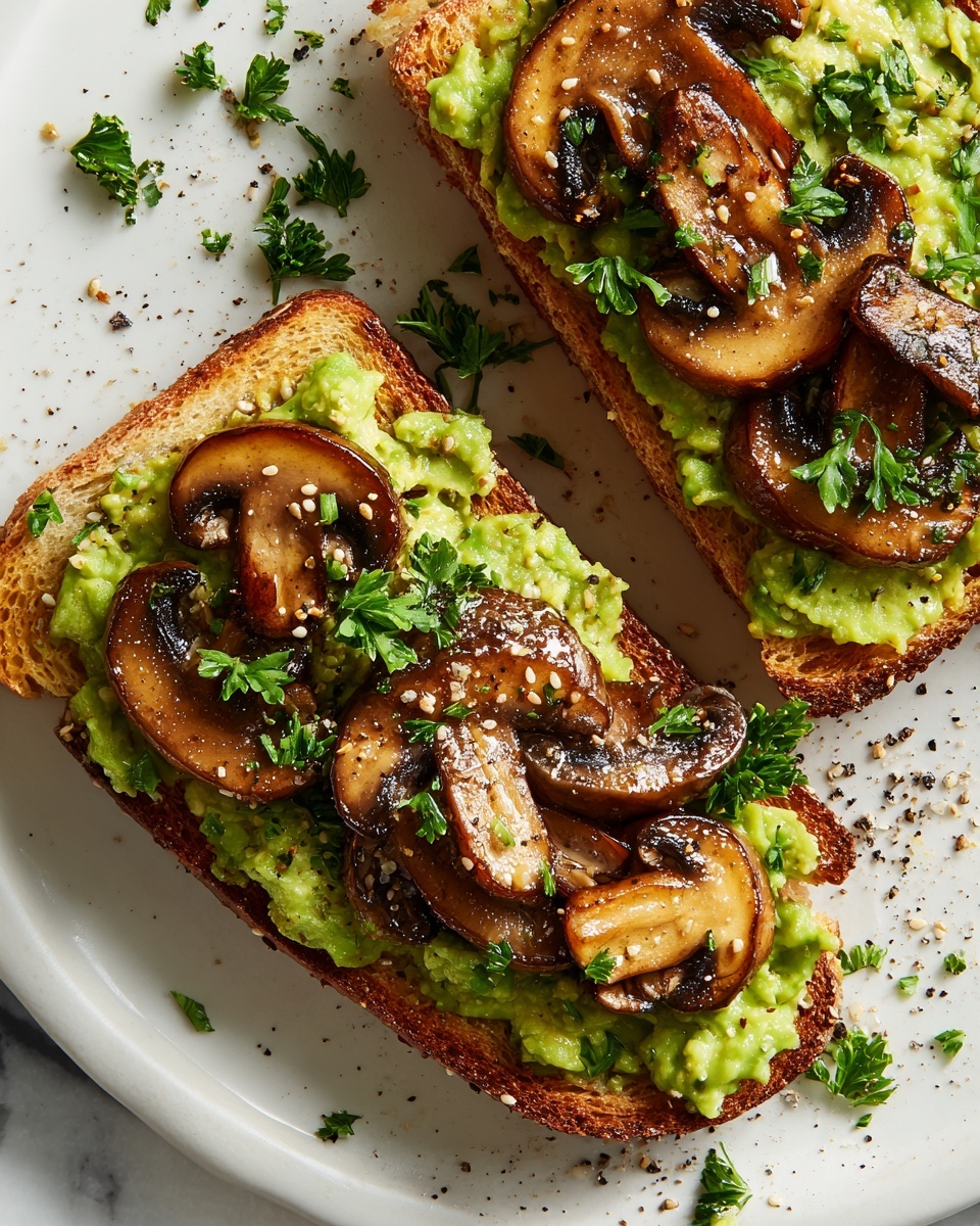 Garlicky Avocado Mushroom Toast Recipe - Recipe Image