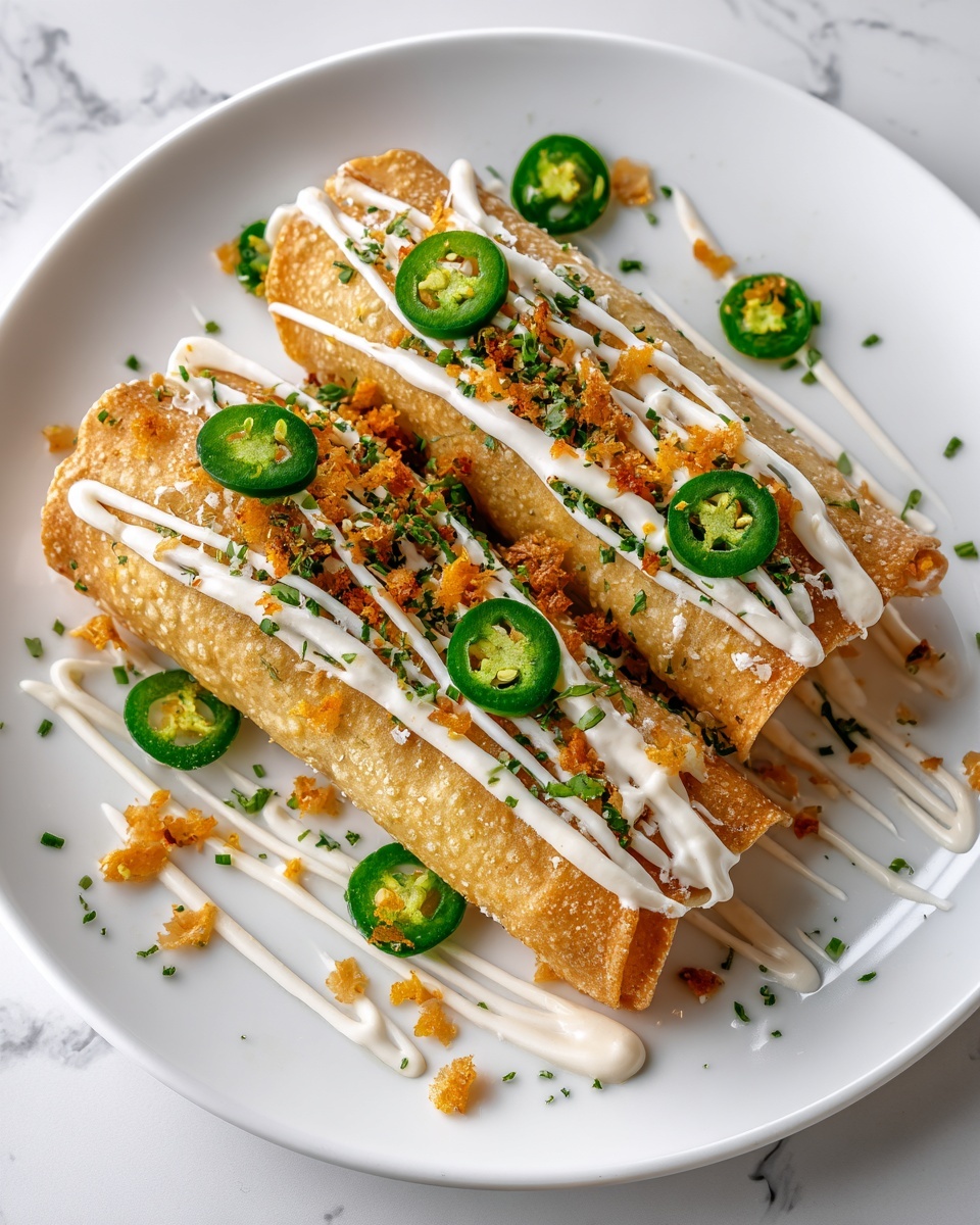 Cheesy Pumpkin Taquitos with Roasted Jalapeño Pepita Crema Recipe - Recipe Image