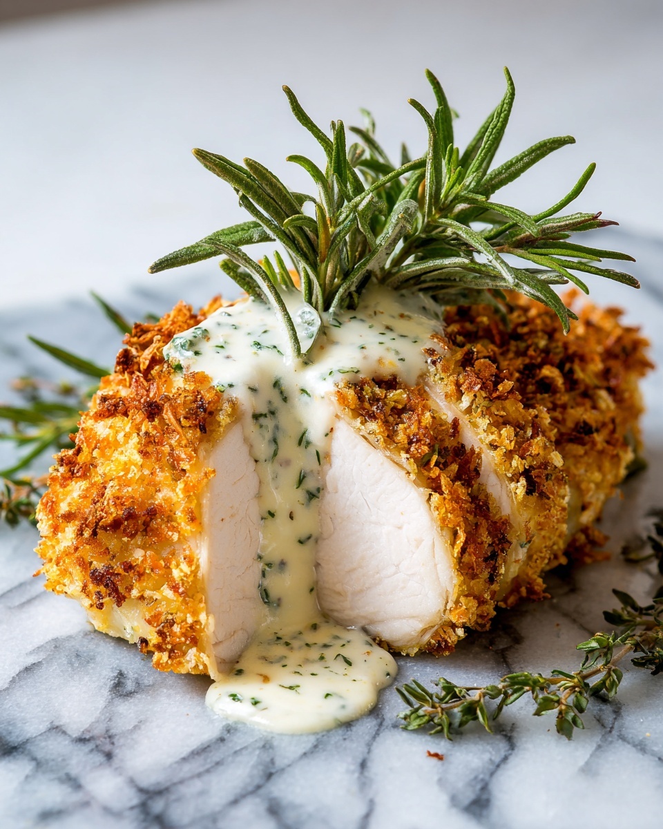 Crispy Parmesan Chicken with Creamy Garlic Sauce Recipe - Recipe Image
