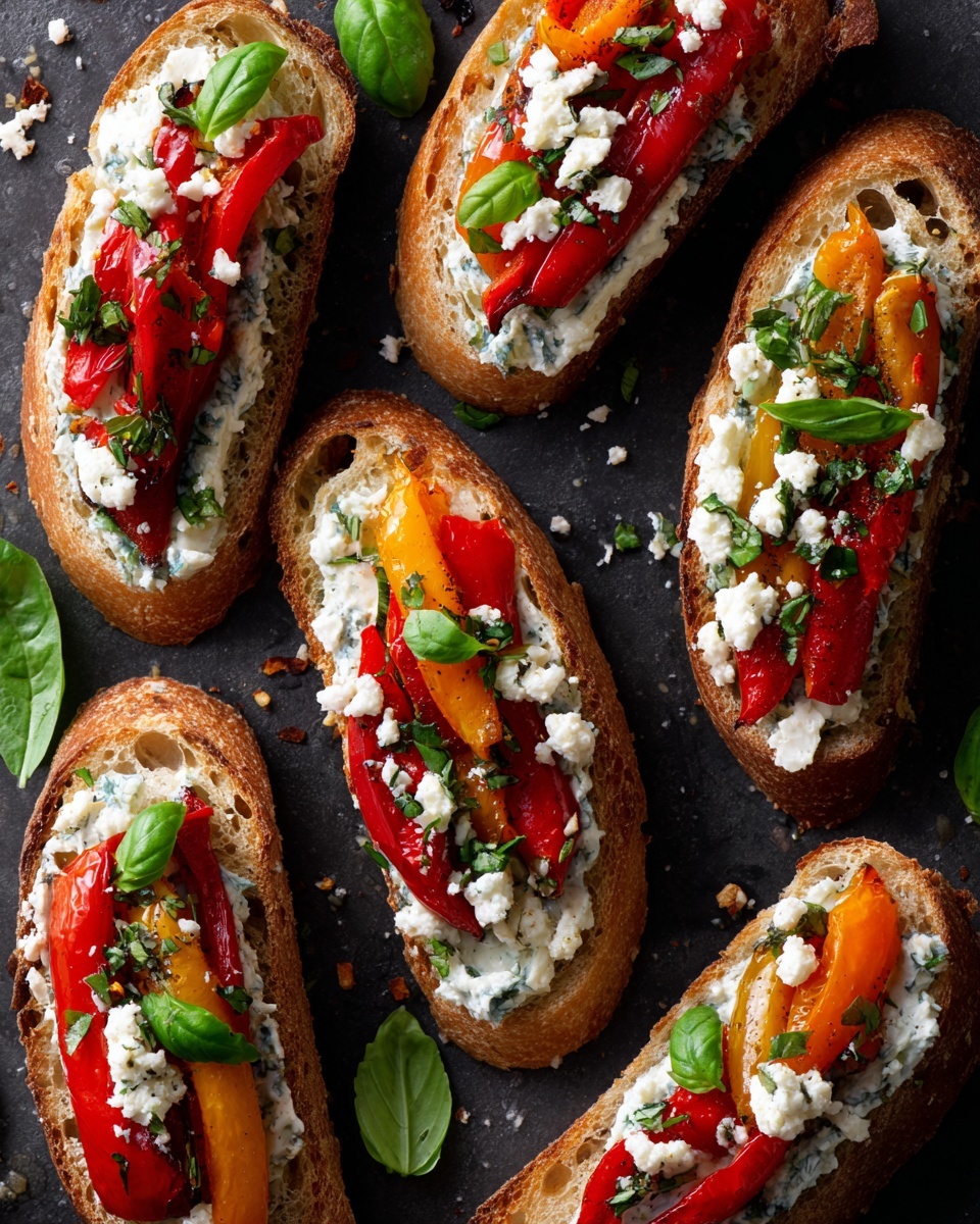 Roasted Red Pepper and Feta Bruschetta Recipe - Recipe Image