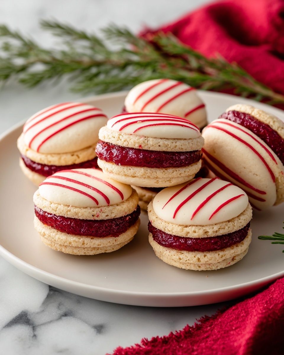 Striped Peppermint Sandwich Cookies Recipe - Recipe Image