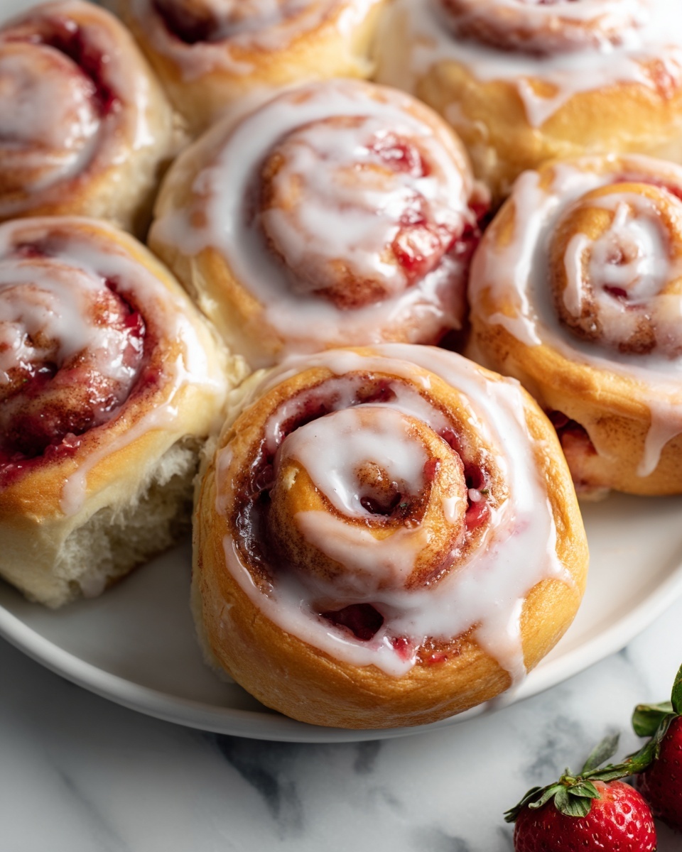 Strawberry Cinnamon Rolls with Cream Cheese Frosting Recipe - Recipe Image