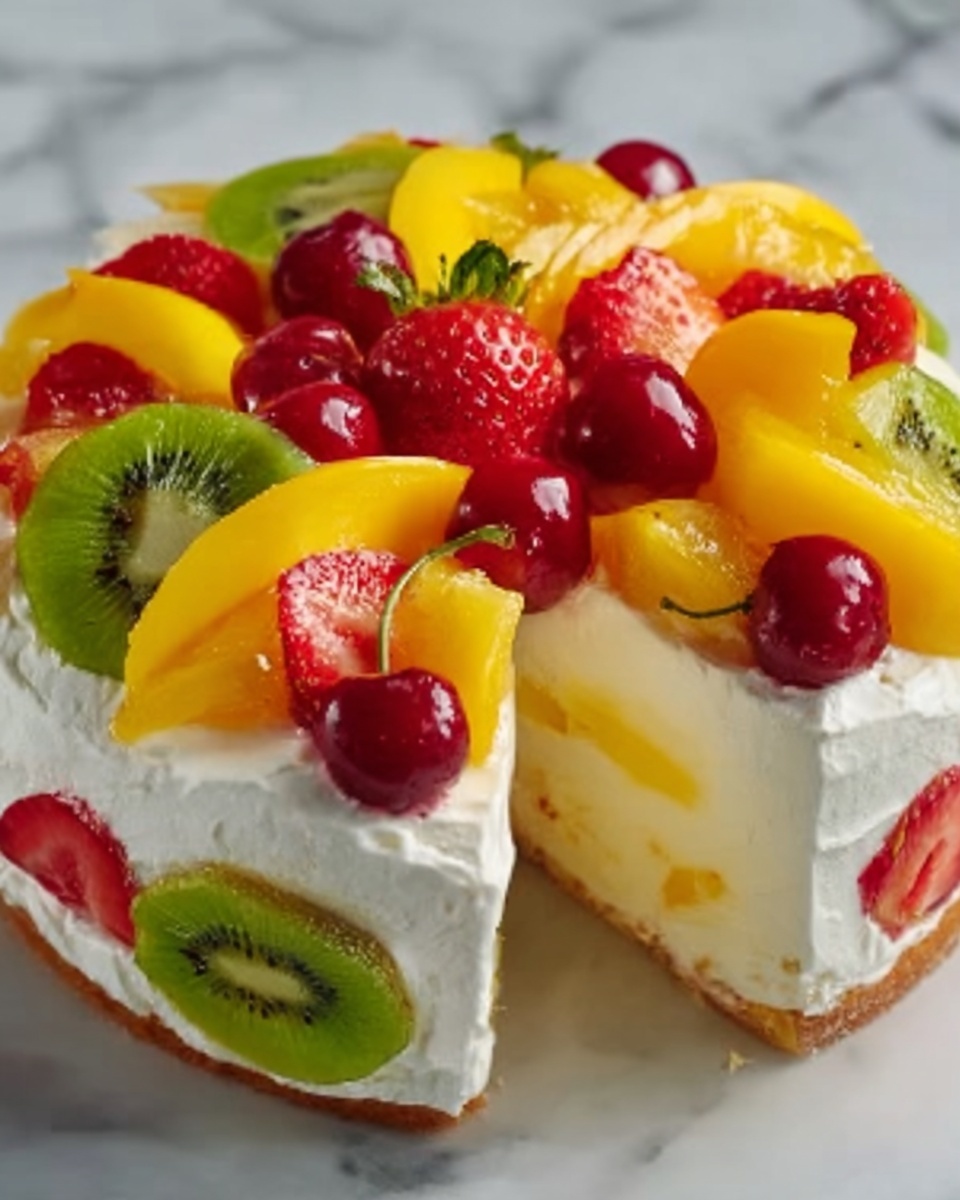Tropical Fruit Salad Cheesecake Recipe - Recipe Image