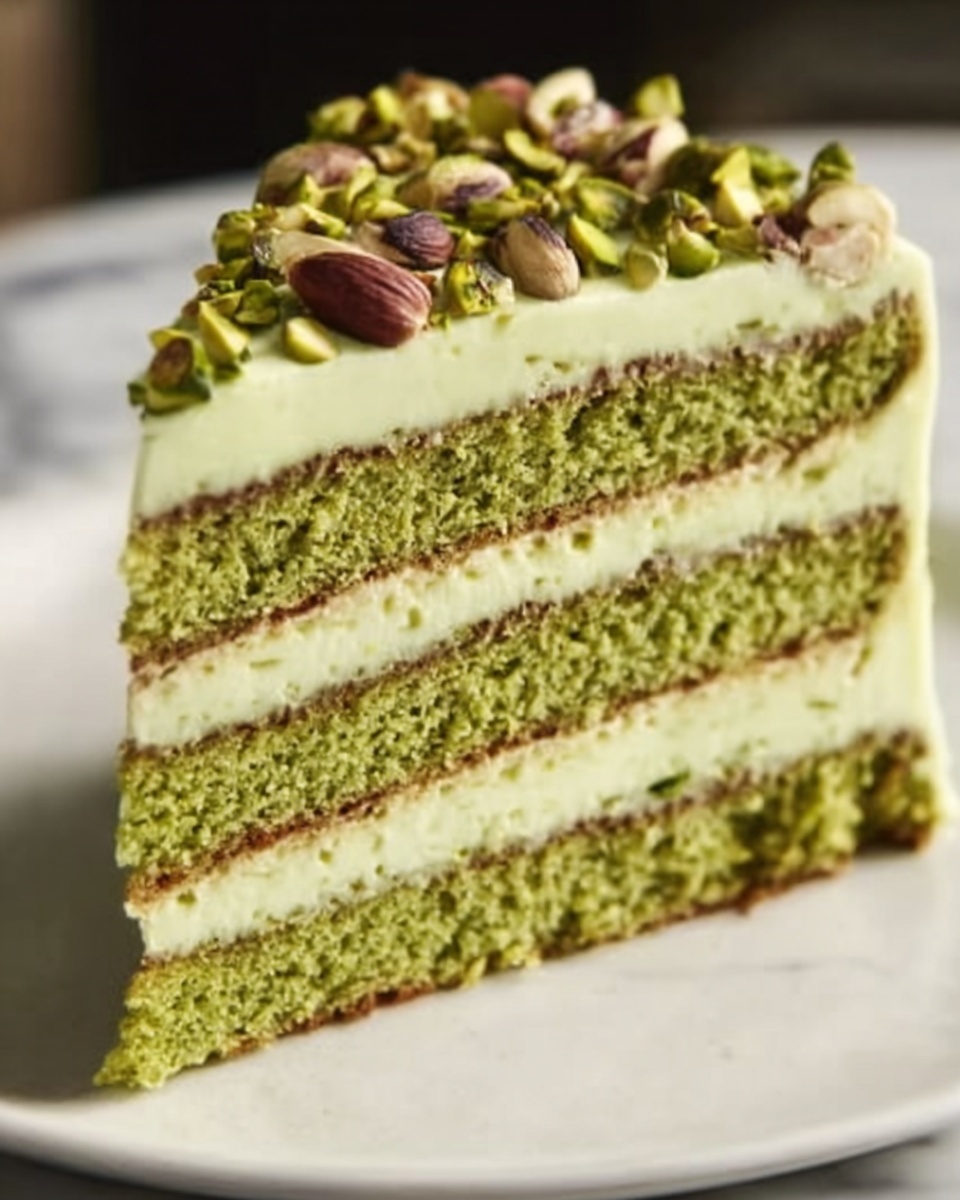 Pistachio Cake with Cream Cheese Frosting and Pistachio Garnish Recipe - Recipe Image