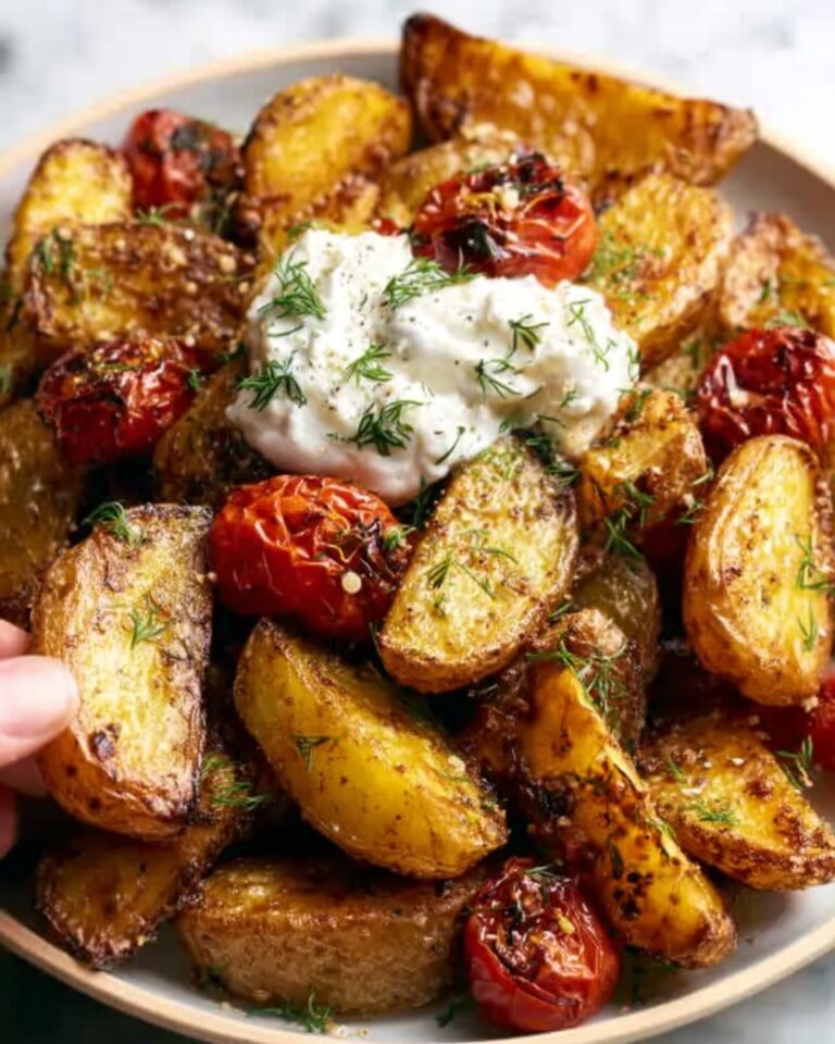 Lemon Honey Brown Butter Roasted Potatoes with Ricotta and Cherry Tomatoes Recipe