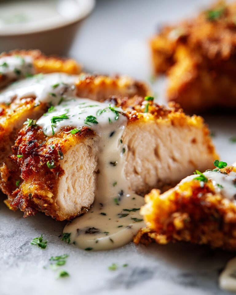 Crispy Parmesan Chicken with Creamy Garlic Sauce Recipe