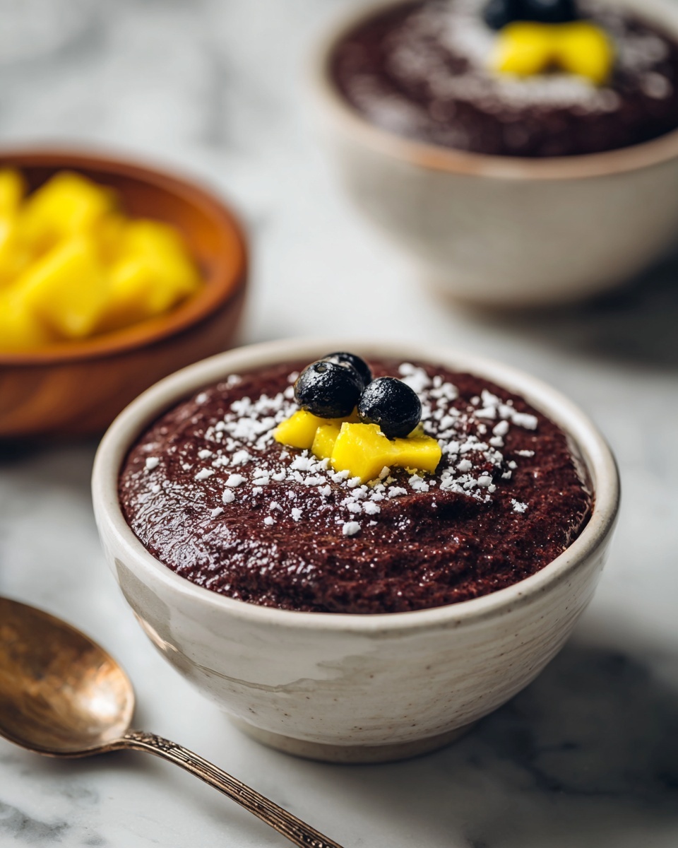 Thai Black Sticky Rice Pudding with Coconut Milk and Mango Recipe - Recipe Image