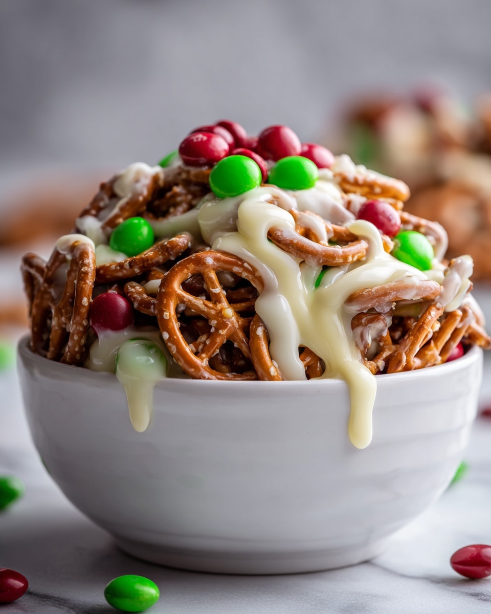 White Chocolate Pretzel Crockpot Christmas Candy Recipe - Recipe Image