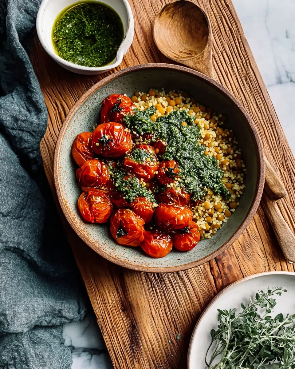 Roast Cherry Tomato and Thyme Risotto with Basil Pesto Recipe - Recipe Image