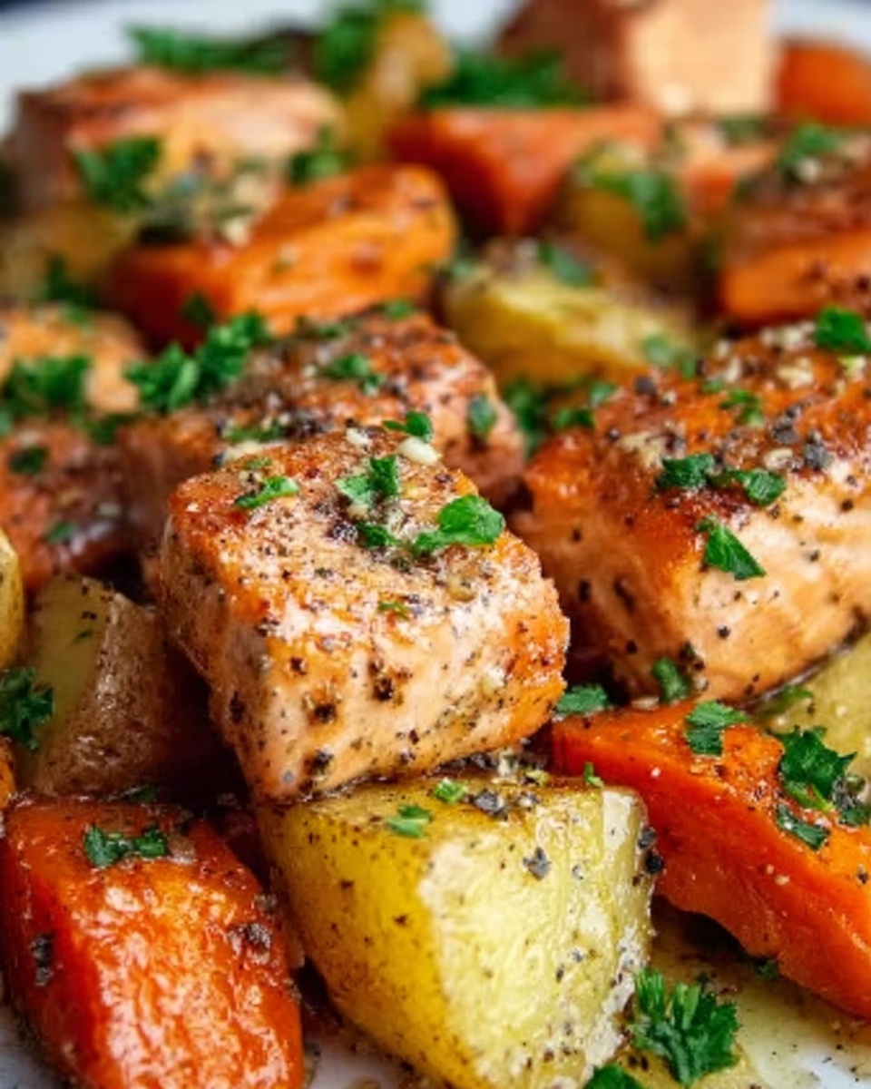 Honey Mustard Salmon Bites with Veggies Recipe - Recipe Image