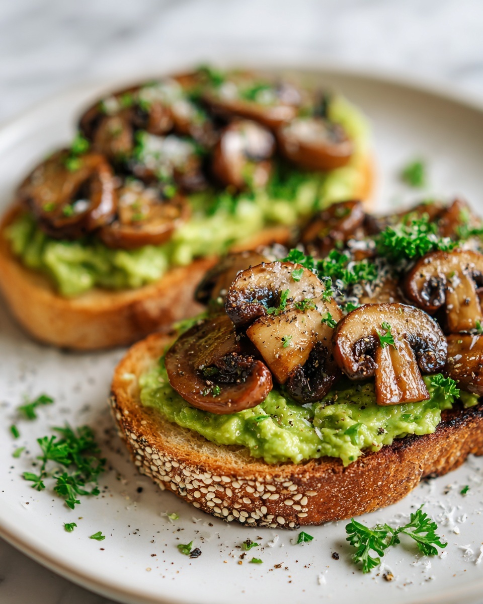 Garlicky Avocado Mushroom Toast Recipe - Recipe Image