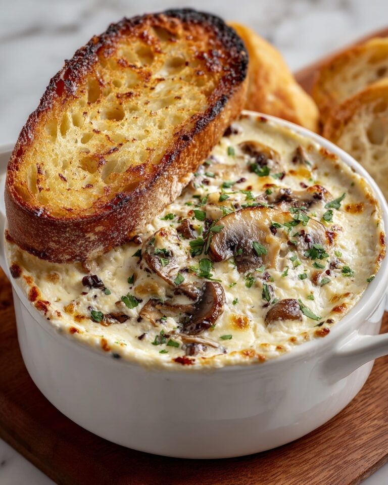 Stuffed Mushroom Dip with Garlic Parmesan Crumb Topping Recipe