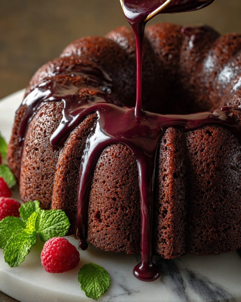 Chocolate Bundt Cake with Hibiscus Cream Cheese Glaze Recipe