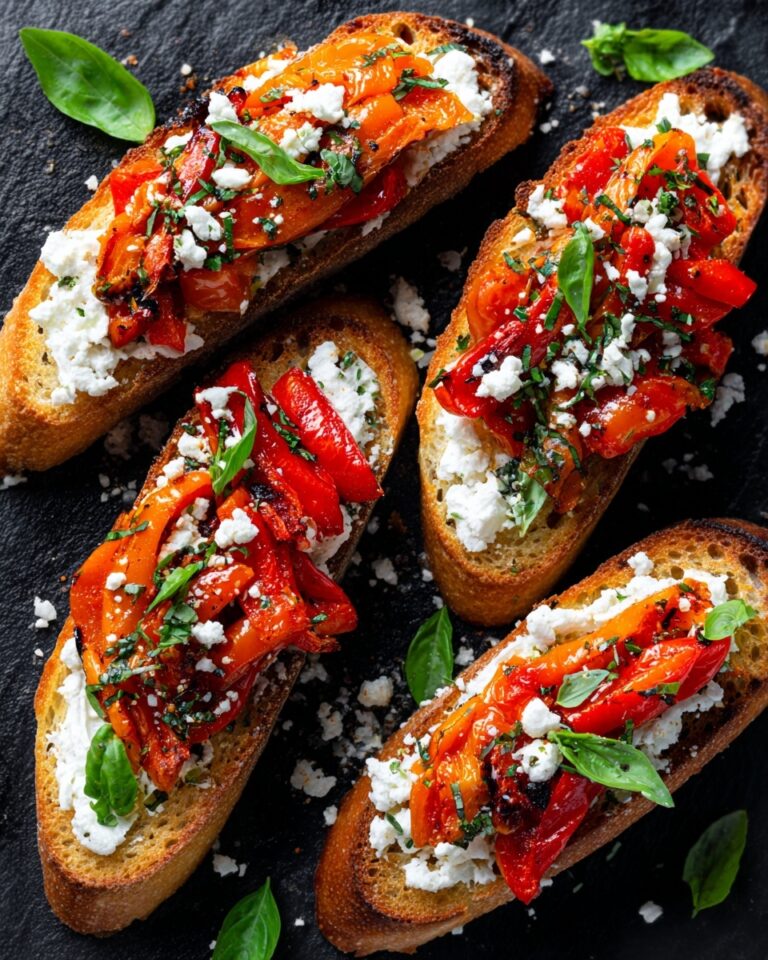 Roasted Red Pepper and Feta Bruschetta Recipe
