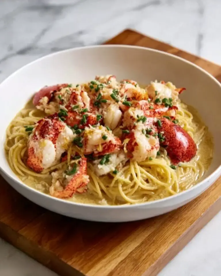 Lobster Pasta with Garlic Cream Sauce Recipe