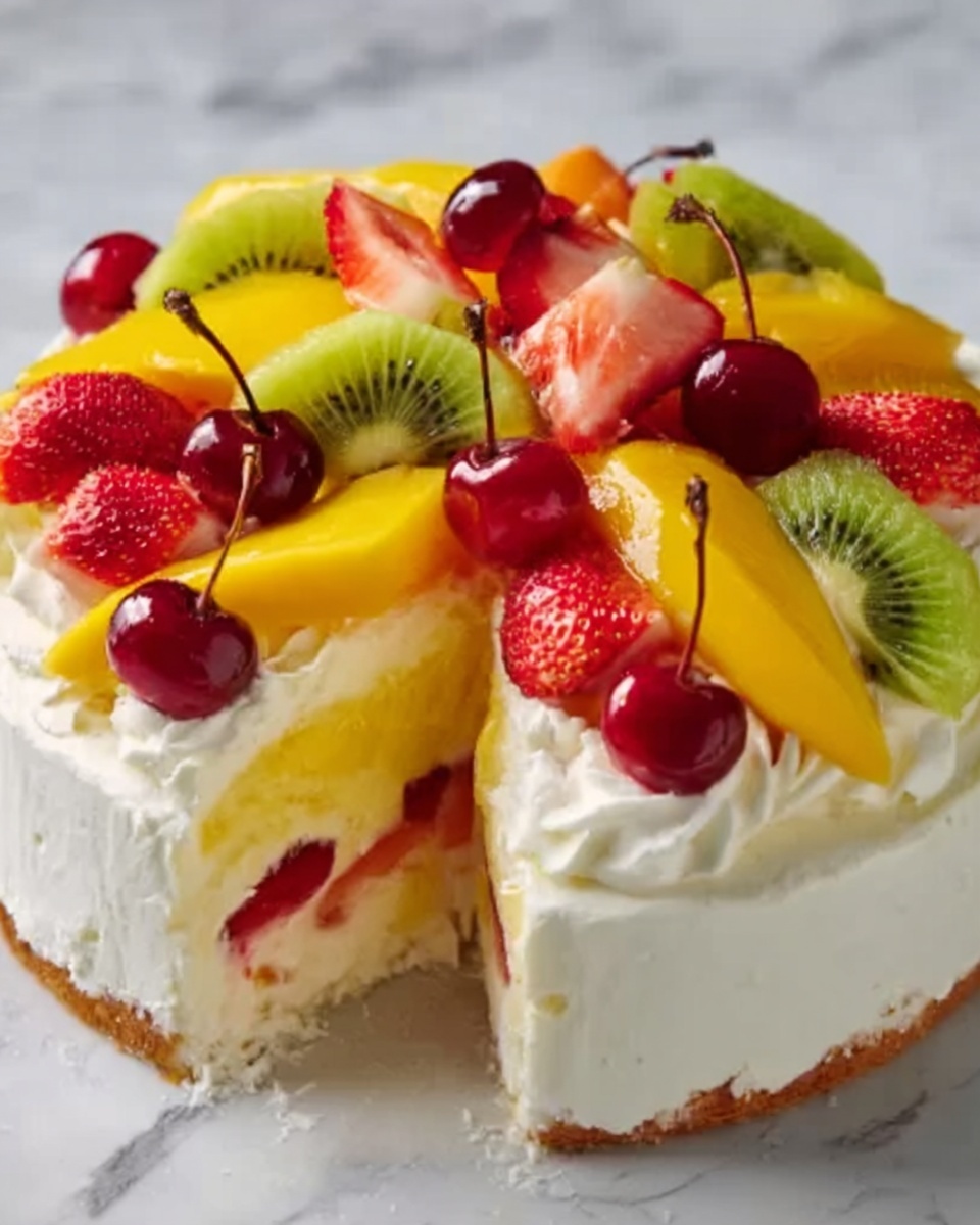 Tropical Fruit Salad Cheesecake Recipe - Recipe Image