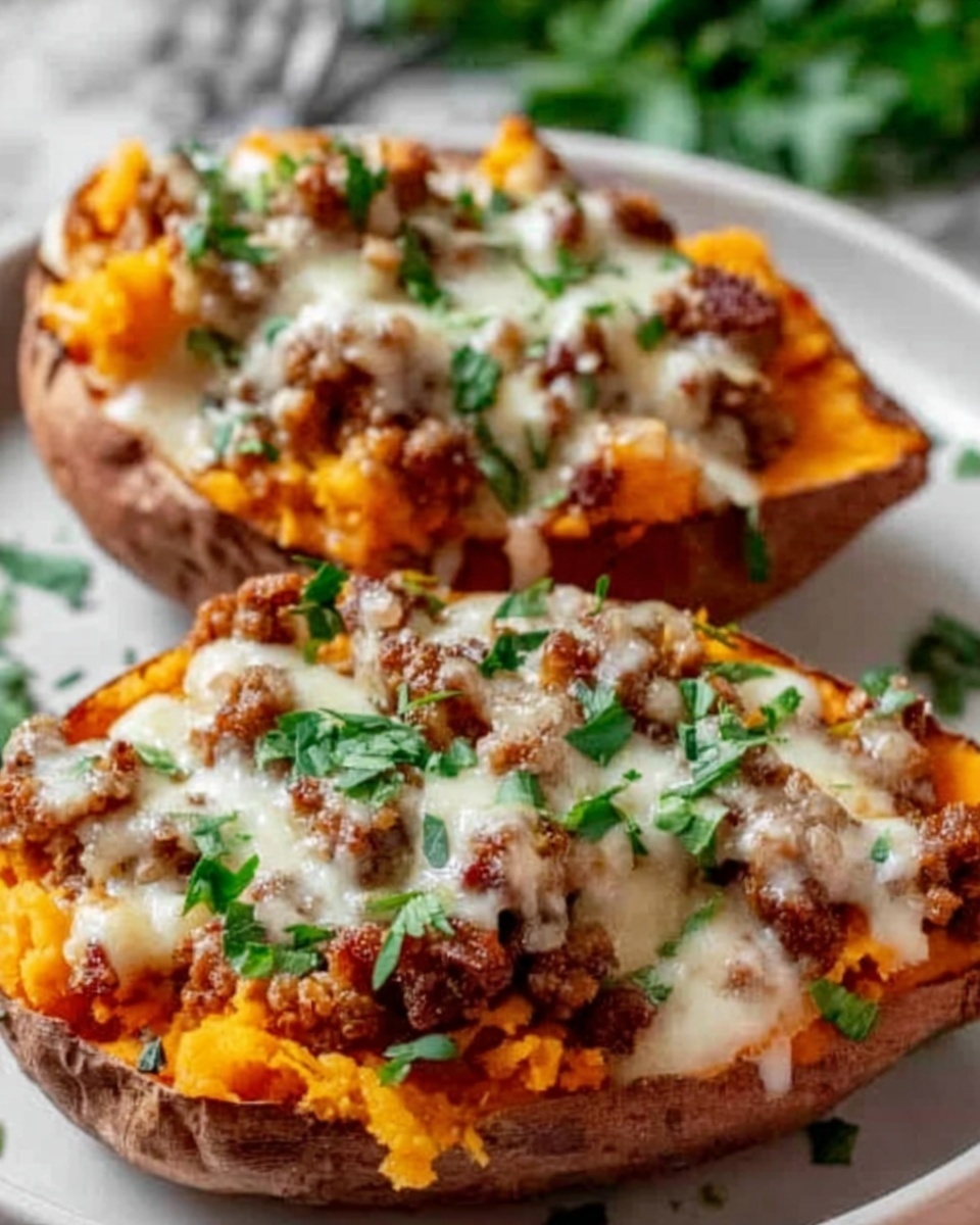 Twice Baked Sweet Potatoes with Broccoli, Cheddar, and Hemp Seeds Recipe - Recipe Image