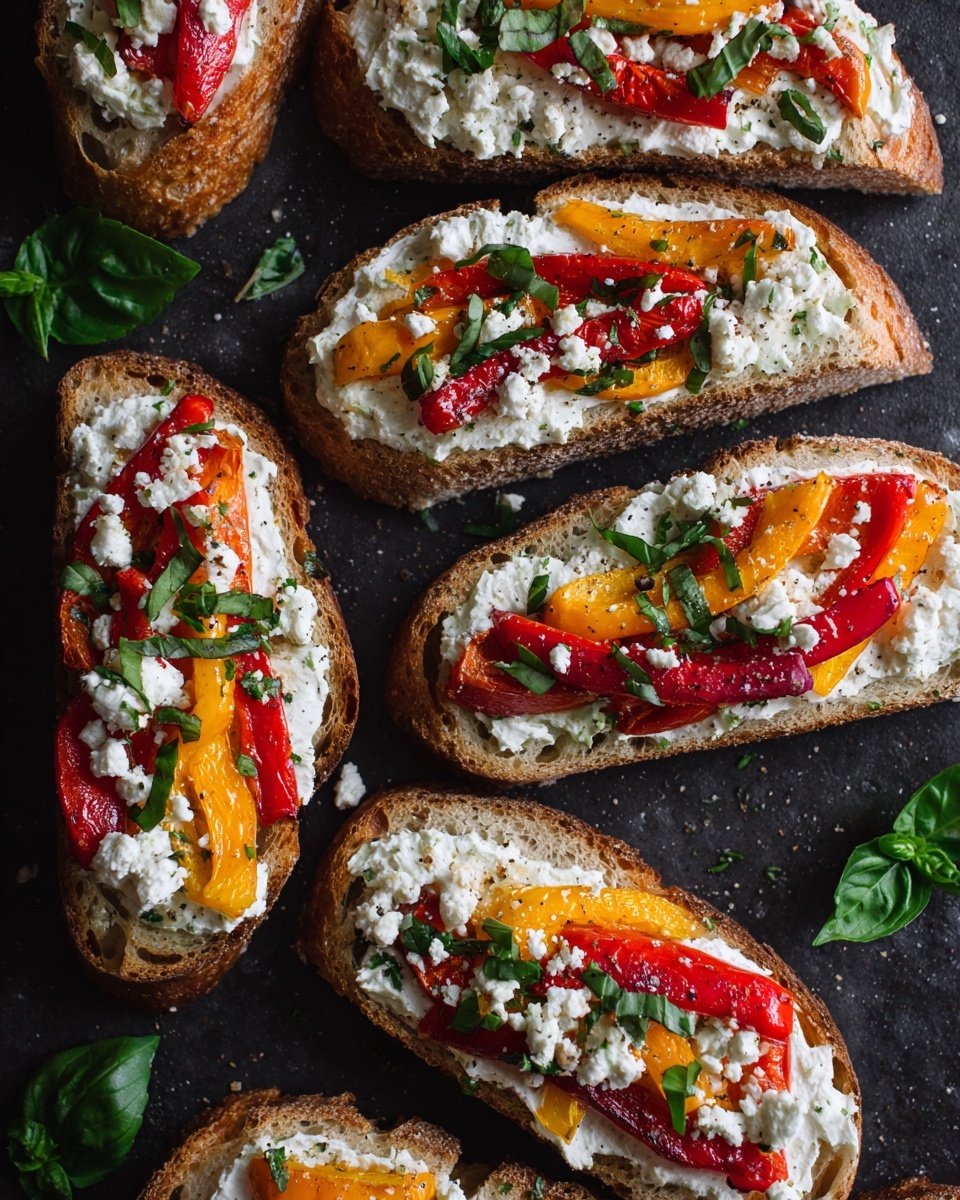 Roasted Red Pepper and Feta Bruschetta Recipe - Recipe Image