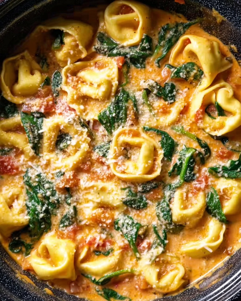 Creamy Crockpot Tortellini with Sausage and Spinach Recipe - Recipe Image